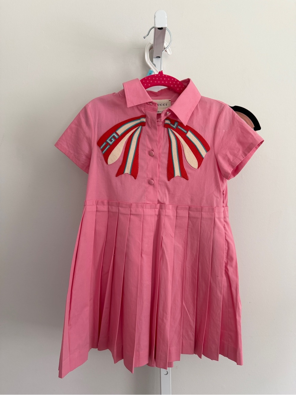 Gucci Pink Girls' Pleated Dress with Ribbon Appliqués size 4